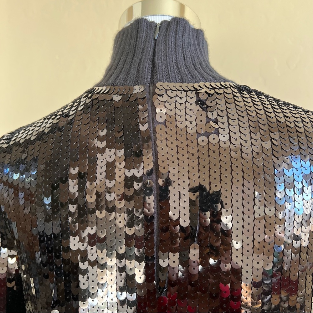 ZARA Black Sequin Knit Mock Neck Long Dress S - Picture 12 of 16